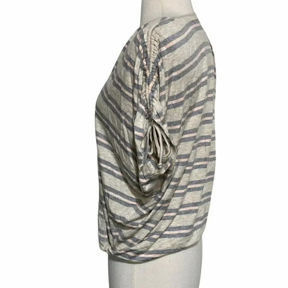 Studio‎ M XS gray & pink striped surplice top - Picture 3 of 8
